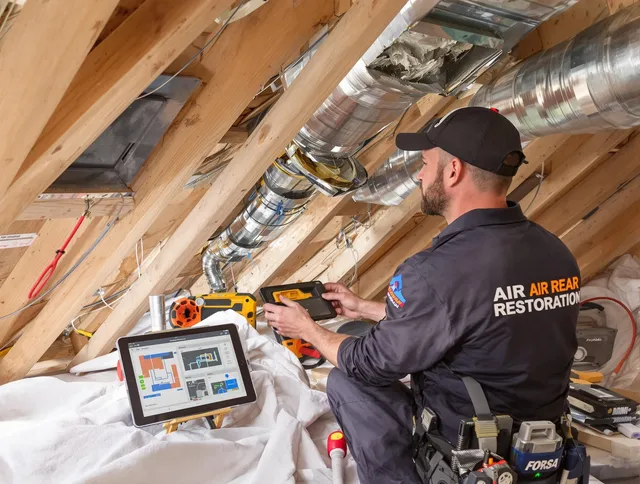 Northborough Air Duct Cleaning technician performing precise duct repair work in Northborough