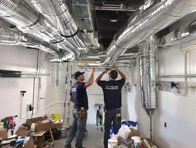 Northborough Air Duct Cleaning technician applying professional duct sealing solutions in Northborough