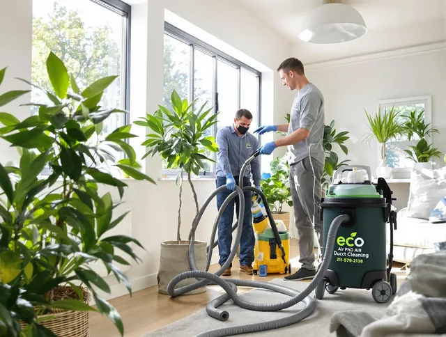 Northborough Air Duct Cleaning technician performing eco-friendly duct cleaning using sustainable methods in Northborough
