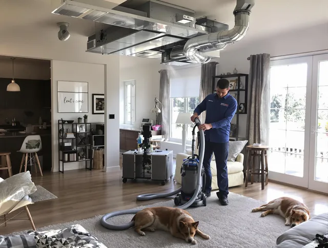 Northborough Air Duct Cleaning technician performing detailed indoor duct cleaning for improved air quality in Northborough